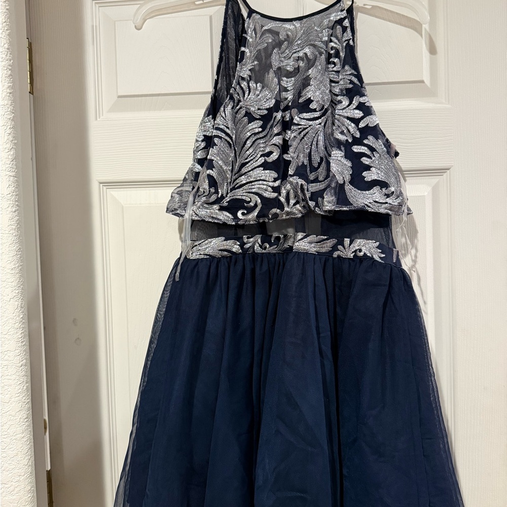 Elegant Navy and Silver Dress